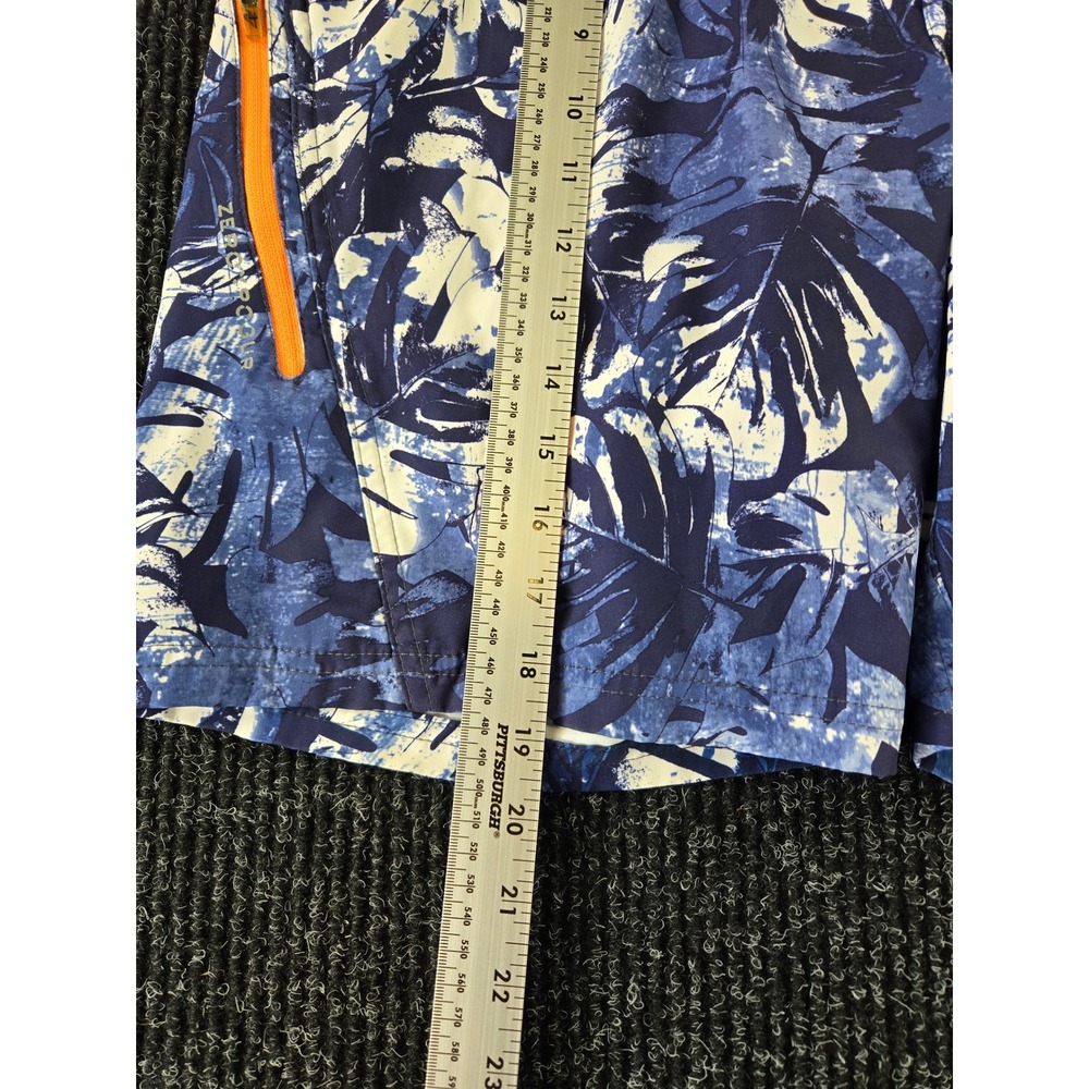 ZeroXposur Mens Blue White Tropical Monstera Leaf Swim Trunks Size Medium M - Picture 6 of 9